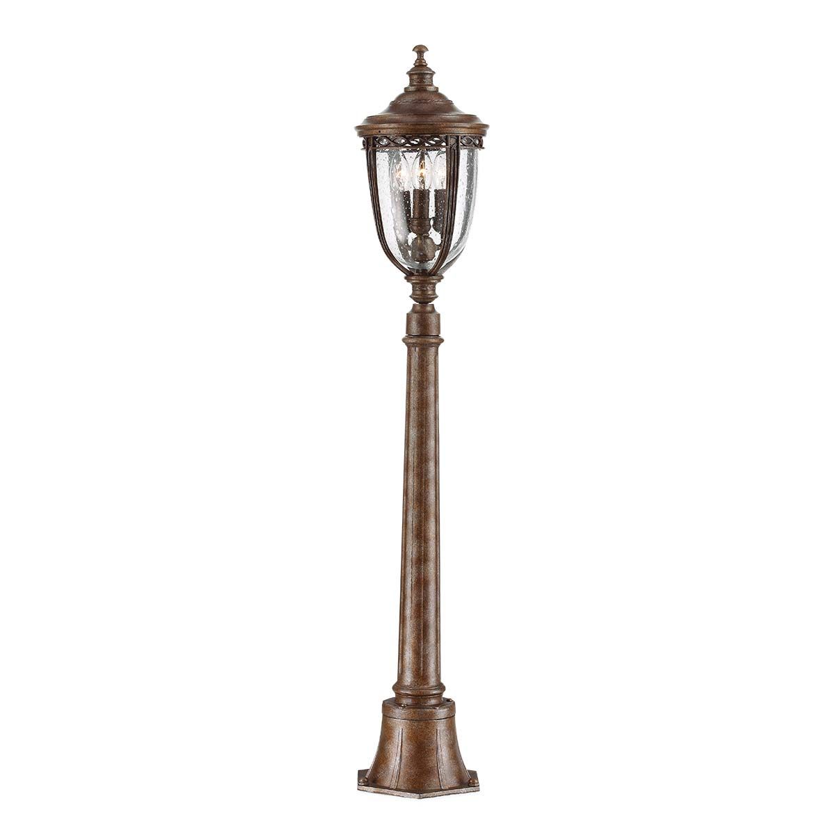 English Bridle 3 Light Medium/Large Pillar Lantern - Black/British Bronze IP44 E14
