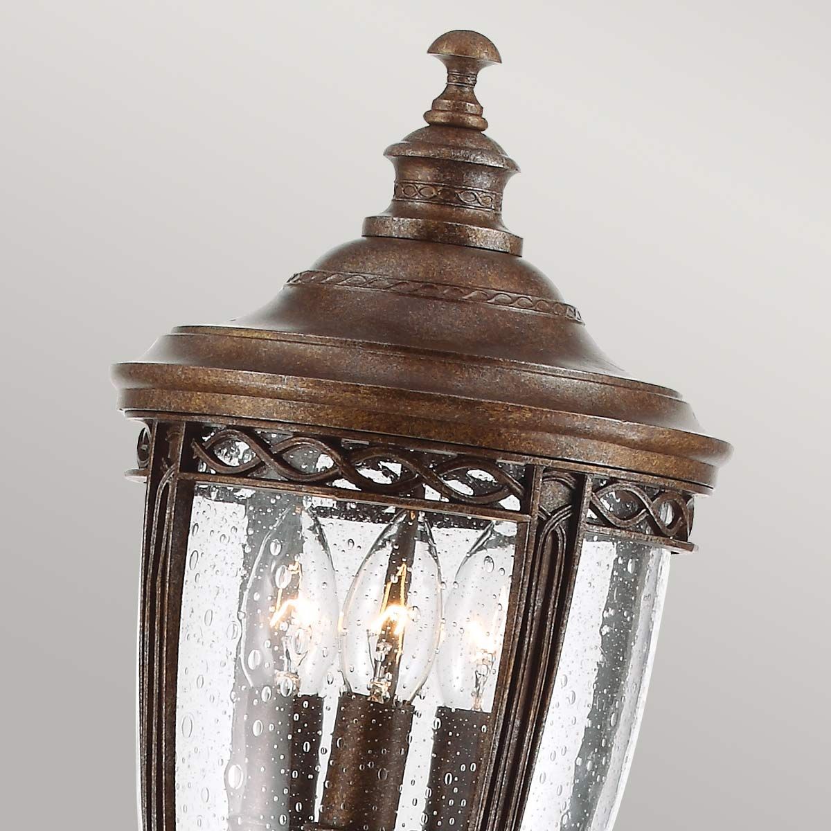 English Bridle 3 Light Medium/Large Pillar Lantern - Black/British Bronze IP44 E14