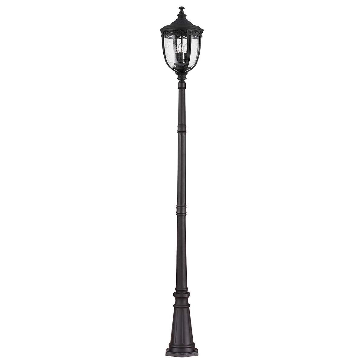 English Bridle 3 Light Medium/Large Pillar Lantern - Black/British Bronze IP44 E14