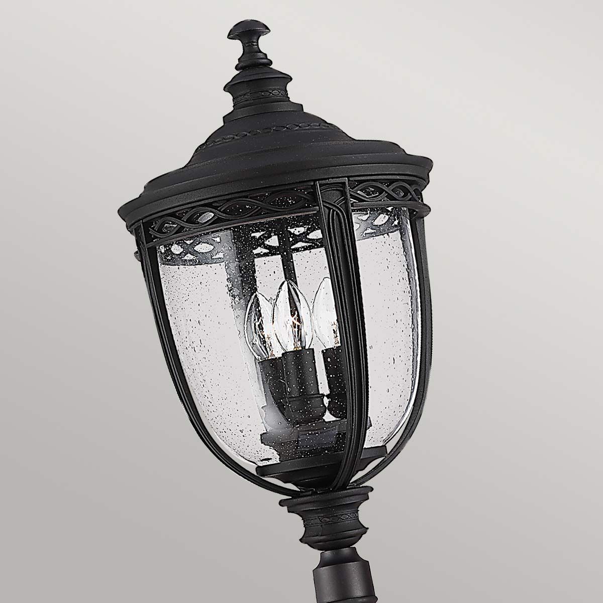 English Bridle 3 Light Medium/Large Pillar Lantern - Black/British Bronze IP44 E14