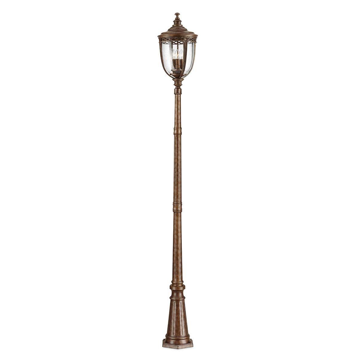 English Bridle 3 Light Medium/Large Pillar Lantern - Black/British Bronze IP44 E14