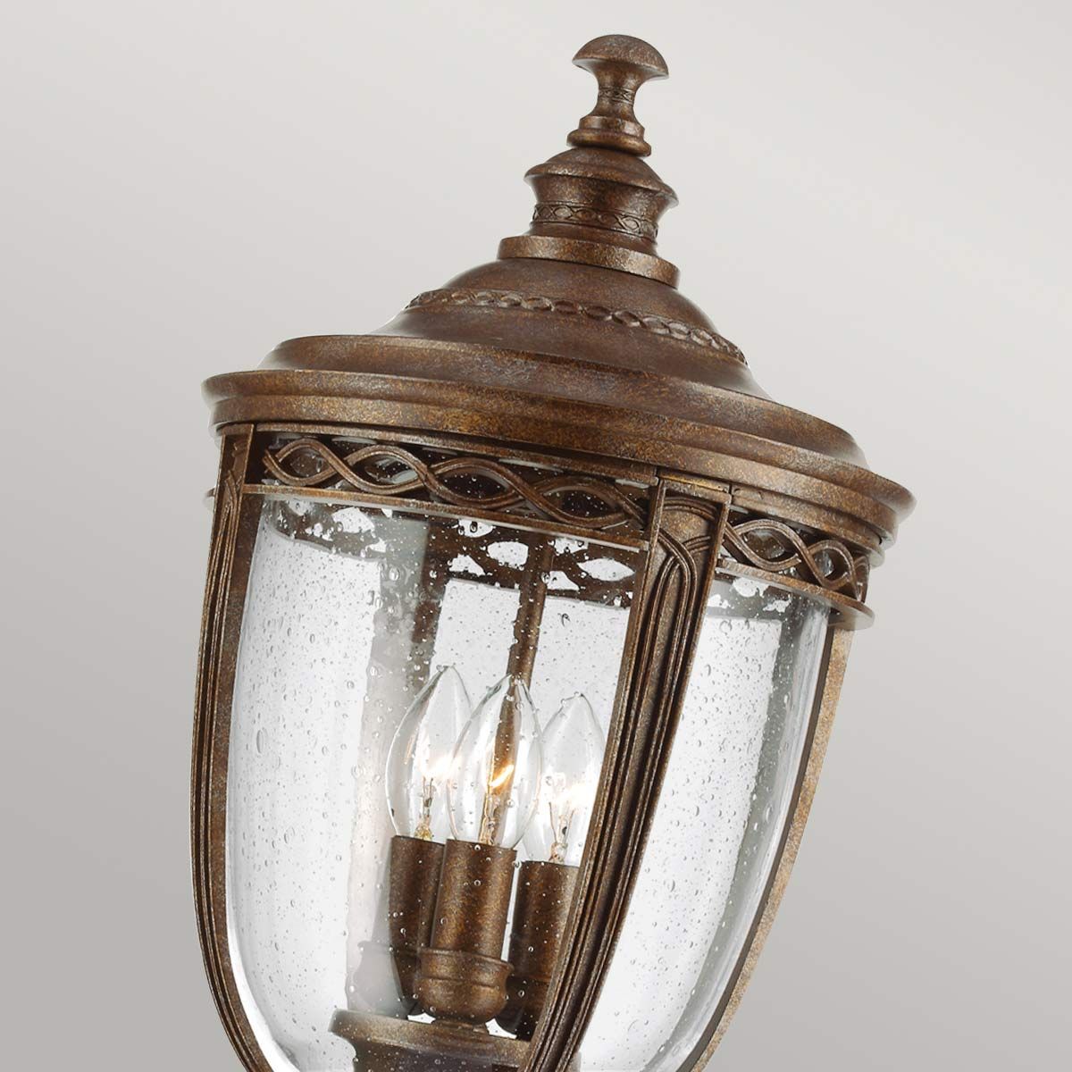 English Bridle 3 Light Medium/Large Pillar Lantern - Black/British Bronze IP44 E14