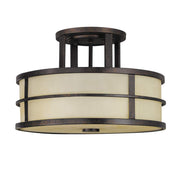 Fusion 3 Light Semi-Flush - Grecian Bronze/Painted Natural E27