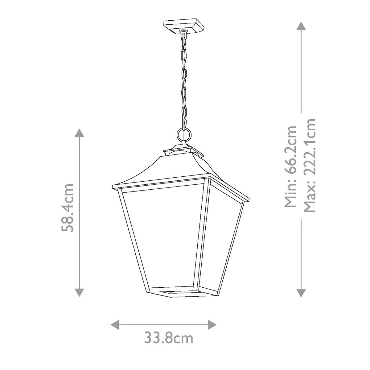 Galena 4 Light Chain Lantern - Sable IP44 E14