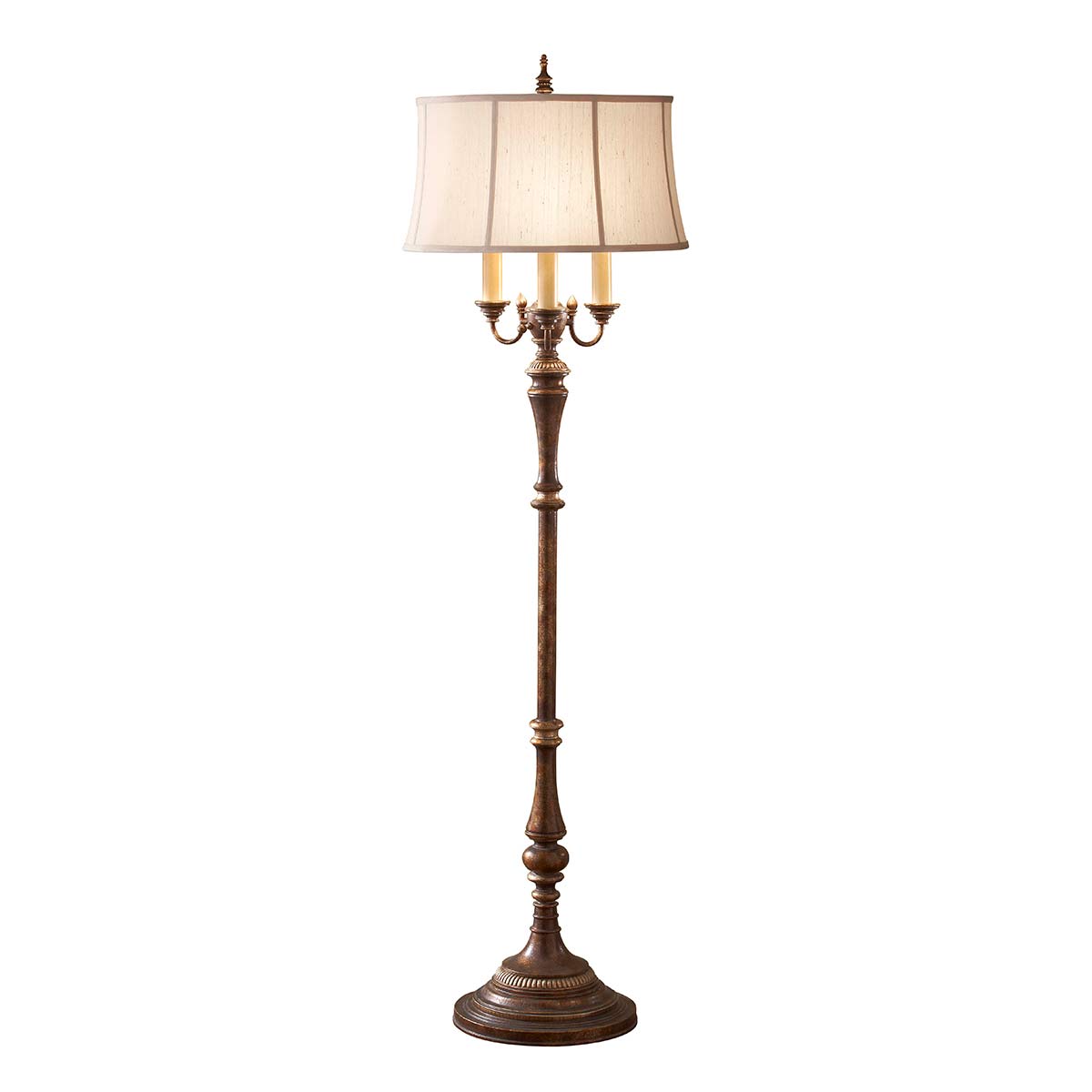 Gibson 4 Light Floor Lamp - Cambridge Crackle with Desert Shade E27