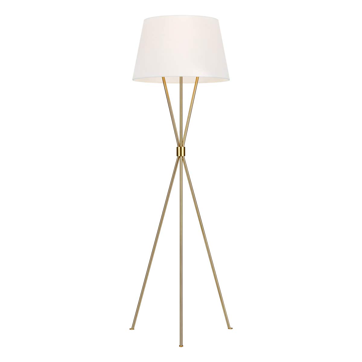 Penny 1 Light Floor Lamp - Aged Iron/Burnished Brass/Polished Nickel with White Shade E27