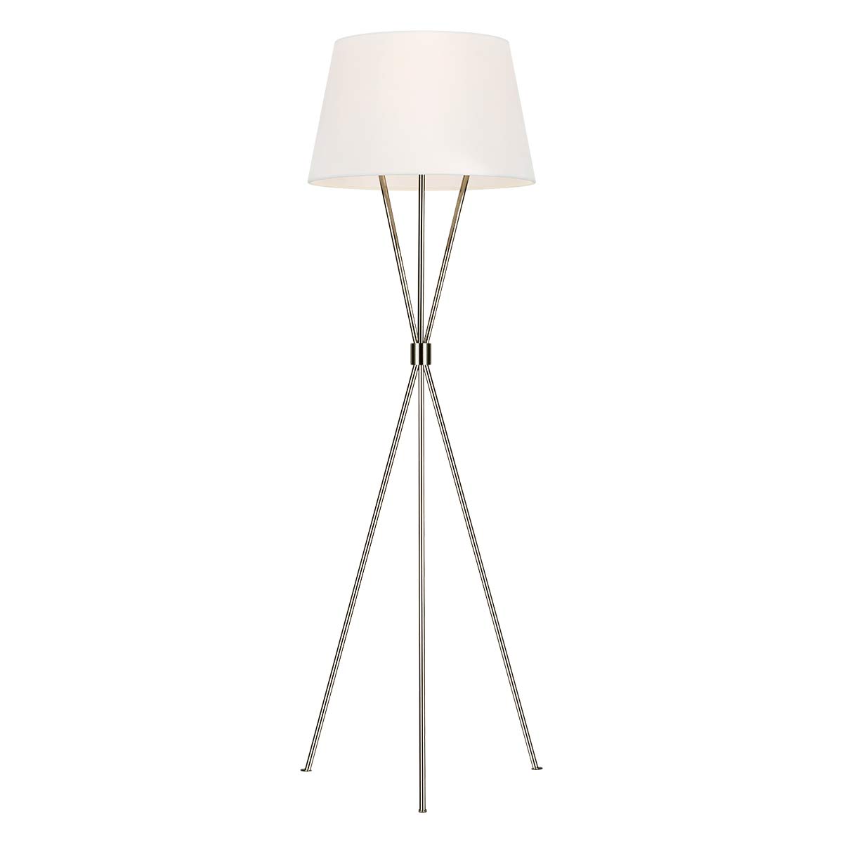 Penny 1 Light Floor Lamp - Aged Iron/Burnished Brass/Polished Nickel with White Shade E27