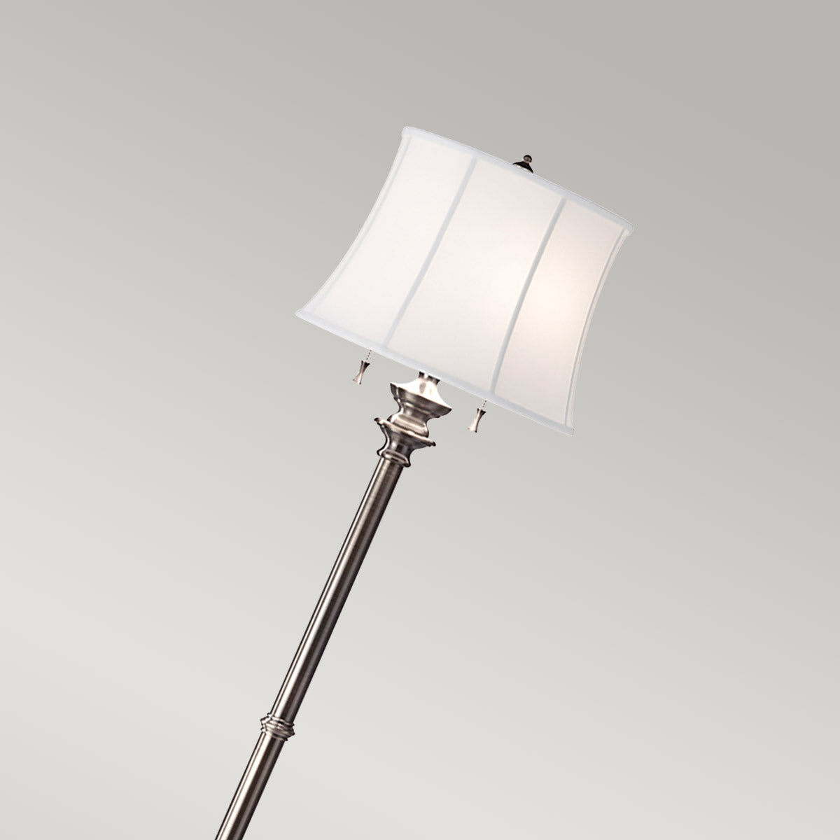 Stateroom 2 Light Floor Lamp - Antique Nickel/Bali Brass with True White Shade E27