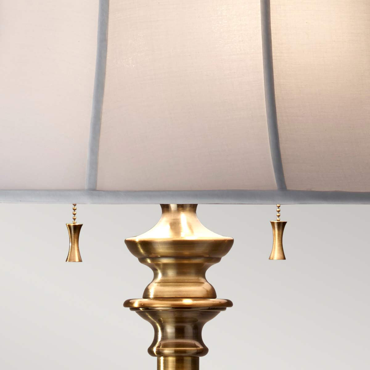 Stateroom 2 Light Floor Lamp - Antique Nickel/Bali Brass with True White Shade E27