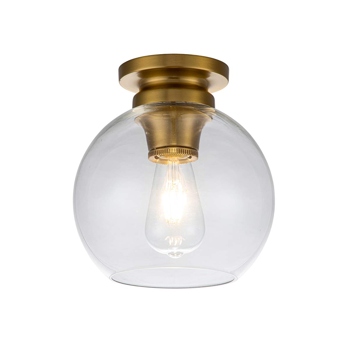 Tabby 1 Light Flush Light - Burnished Brass/Polished Nickel E27