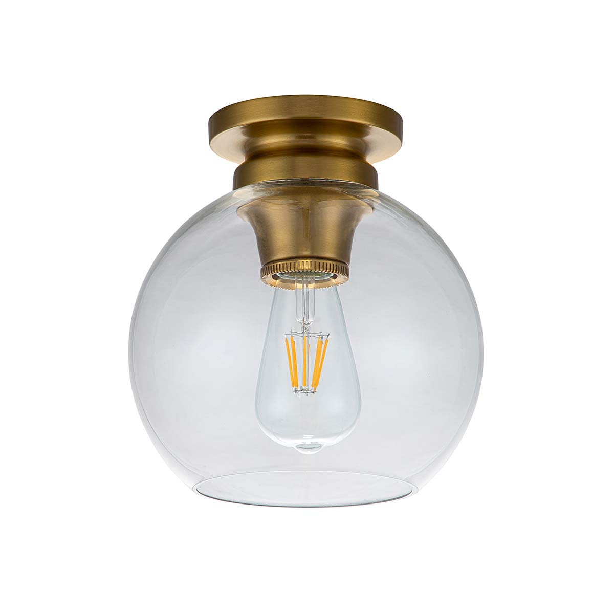 Tabby 1 Light Flush Light - Burnished Brass/Polished Nickel E27