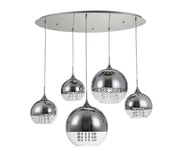 MAYTONI | Fermi 5lt Pendant Lamp | Nickel w/Chrome & Glass - Cusack Lighting