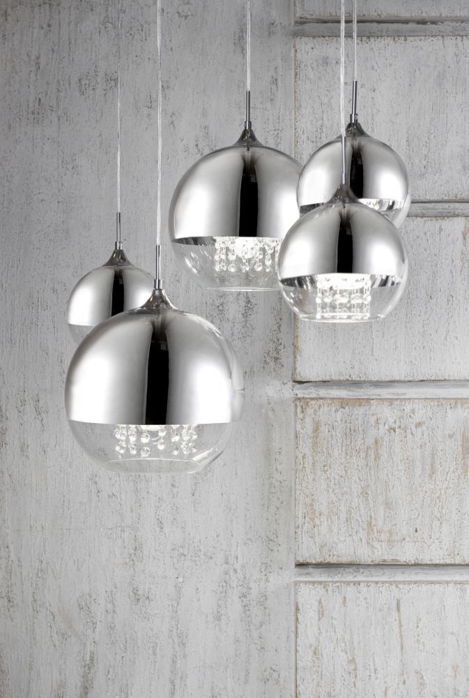 MAYTONI | Fermi 5lt Pendant Lamp | Nickel w/Chrome & Glass - Cusack Lighting