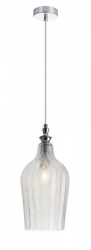 MAYTONI | Festa Single Pendant Lamp | Chrome/Fluted Glass - Cusack Lighting