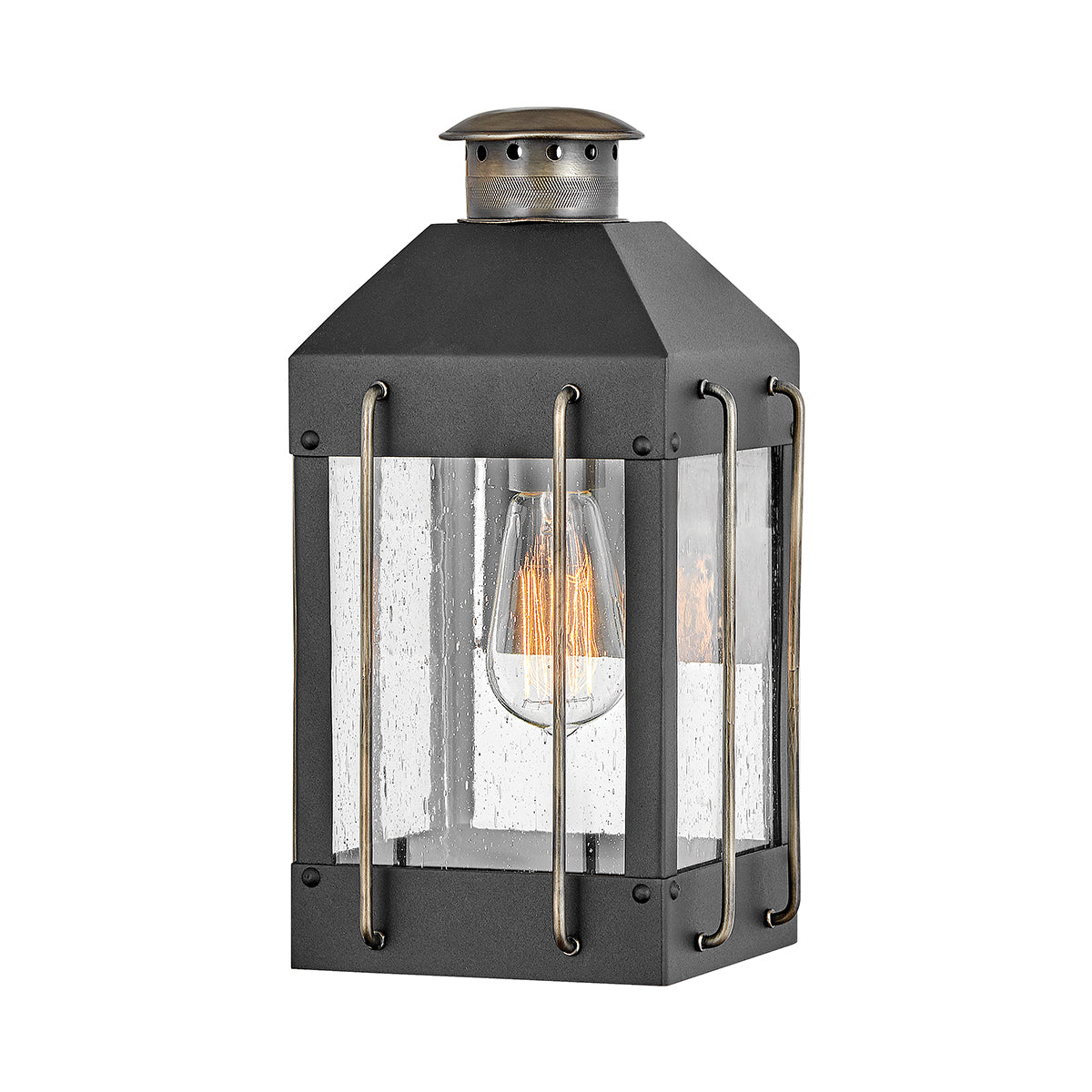 Fitzgerald Small Wall Lantern - Black & Bronze Finish