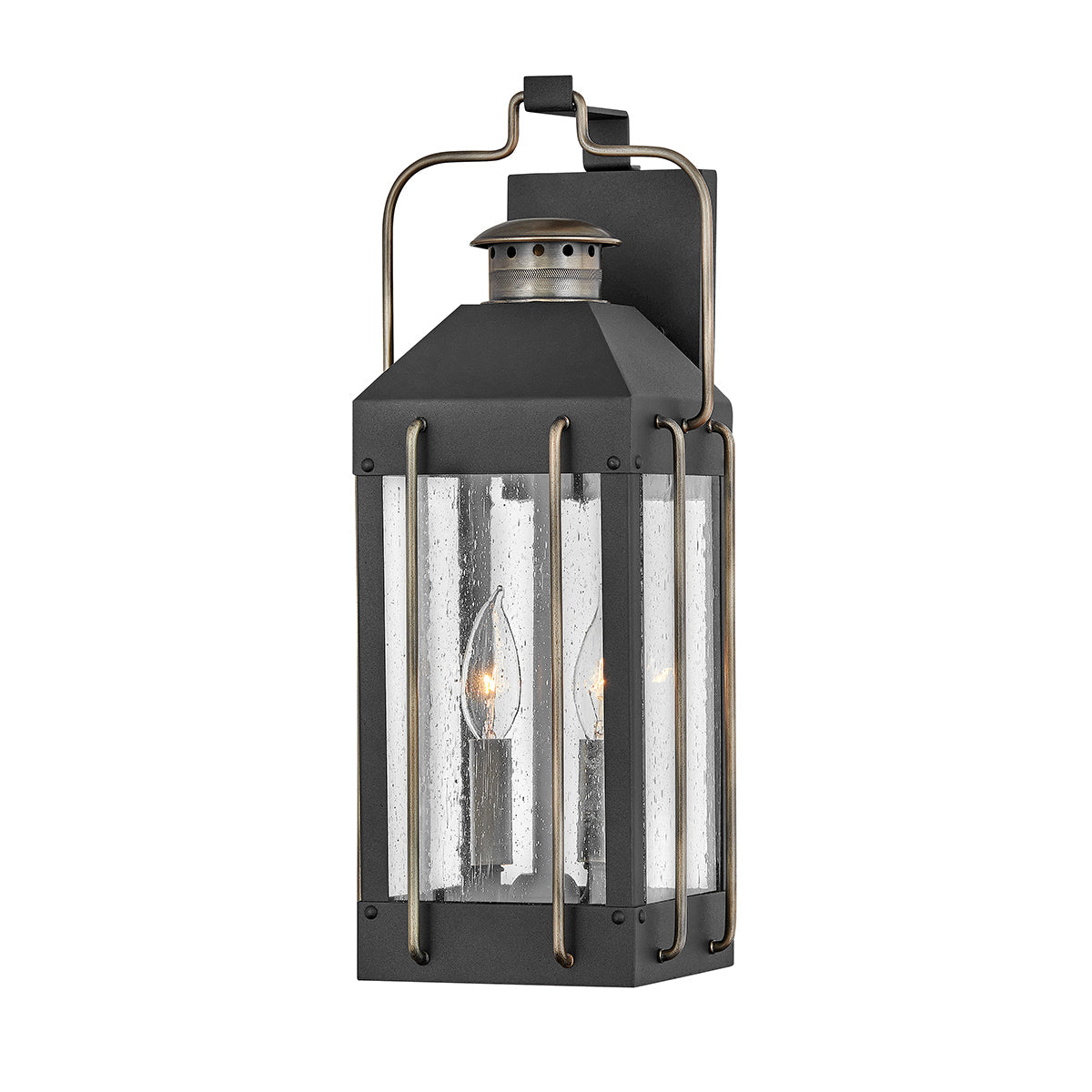 Fitzgerald Medium Wall Lantern - Black & Bronze Finish