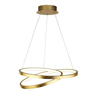 Float Led Ceiling Pendant - Gold Leaf Metal & Opal