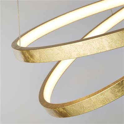 Float Led Ceiling Pendant - Gold Leaf Metal & Opal