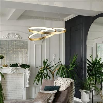 Float Led Ceiling Pendant - Gold Leaf Metal & Opal
