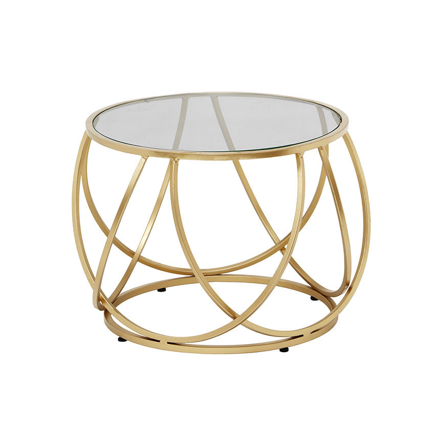 FUR96 Glass Top Side Table - Gold Finish