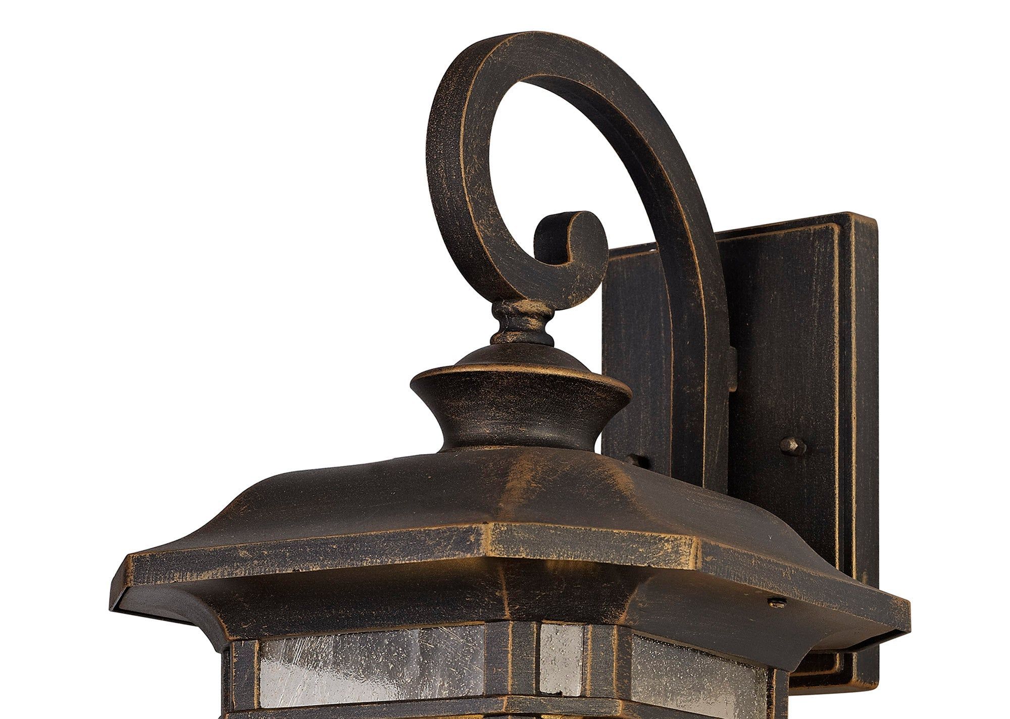 Gavyn Half Wall Lamp, 1 x E27, Brushed Black Gold/Seeded Glass, IP54, 2yrs Warranty