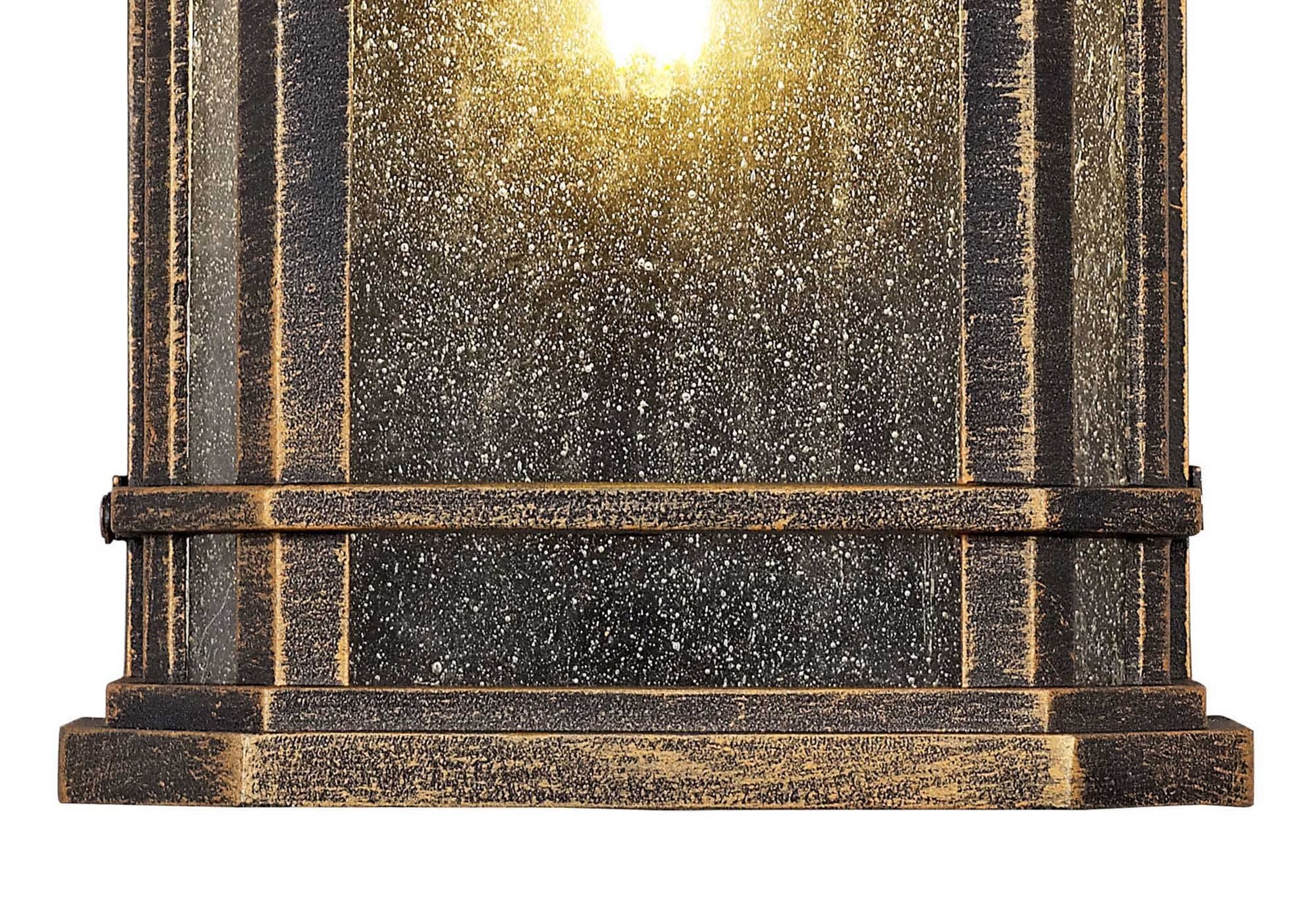 Gavyn Half Wall Lamp, 1 x E27, Brushed Black Gold/Seeded Glass, IP54, 2yrs Warranty