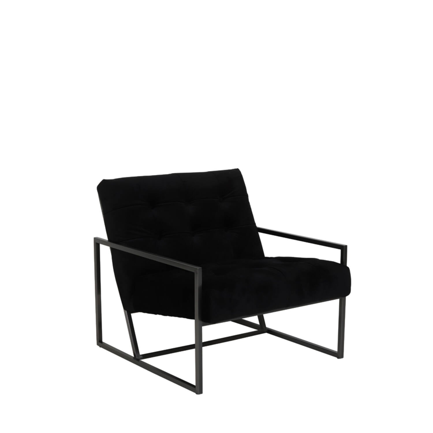 Geneve Velvet Chair - Black Finish