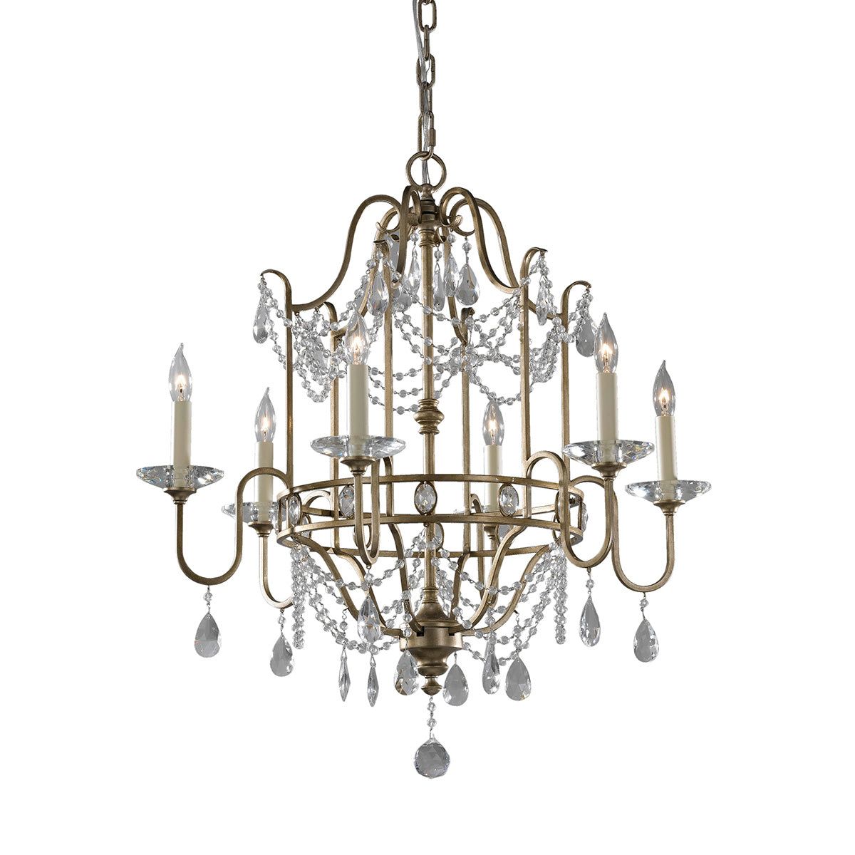 Gianna 6Lt Chandelier Ceiling Light - Gilded Silver Finish