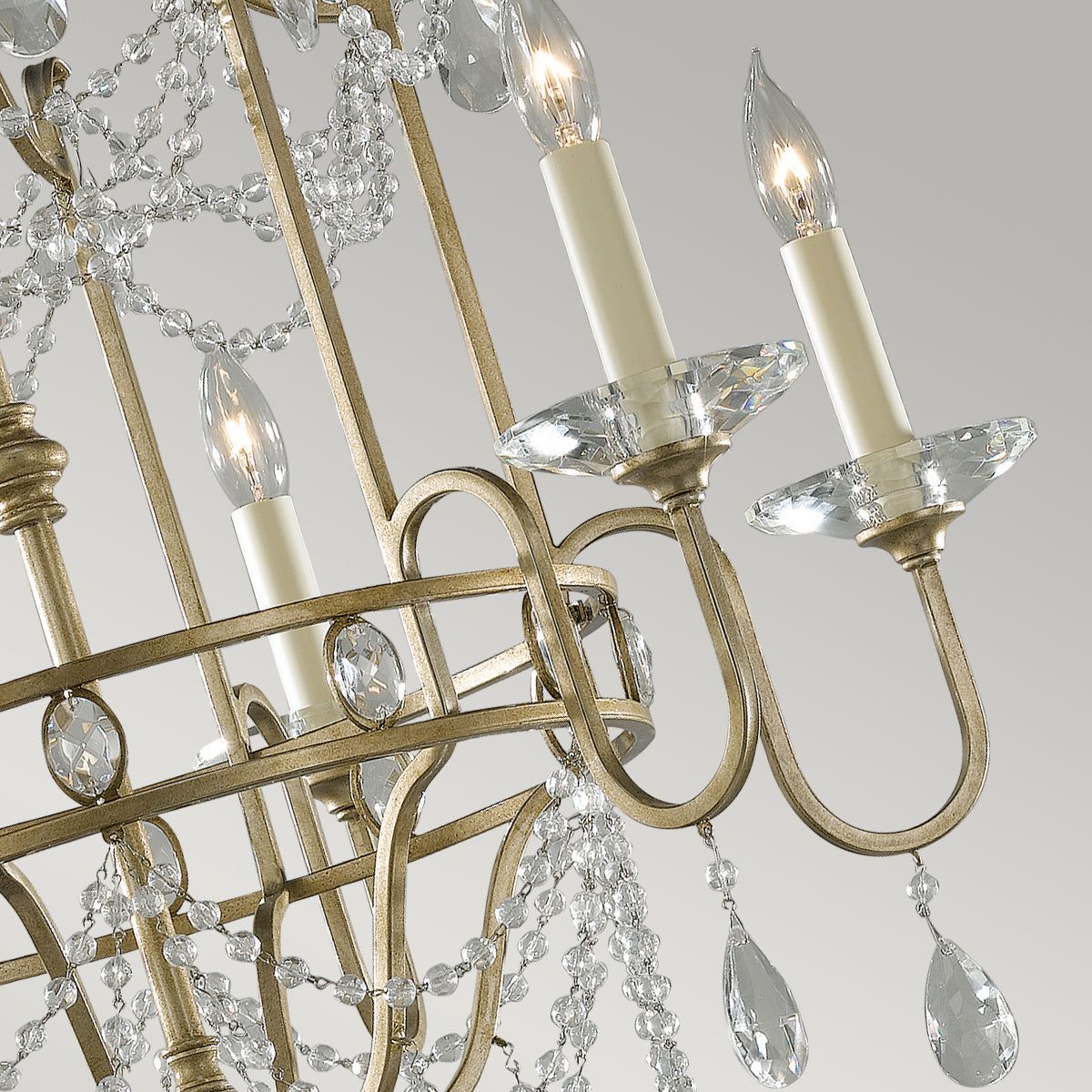 Gianna 6Lt Chandelier Ceiling Light - Gilded Silver Finish