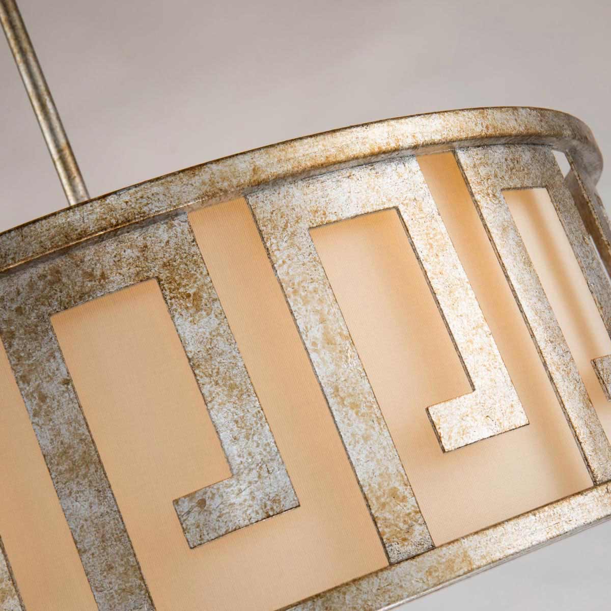 Lemuria 2/3Lt Pendant - Distressed Gold, Ivory Shade E27