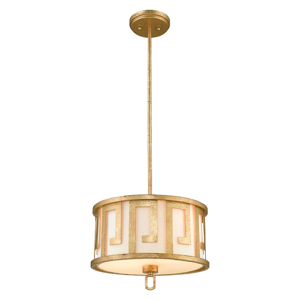 Lemuria 2/3Lt Pendant - Distressed Gold, Ivory Shade E27