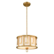 Lemuria 2/3Lt Pendant - Distressed Gold, Ivory Shade E27