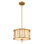 Lemuria 2/3Lt Pendant - Distressed Gold, Ivory Shade E27