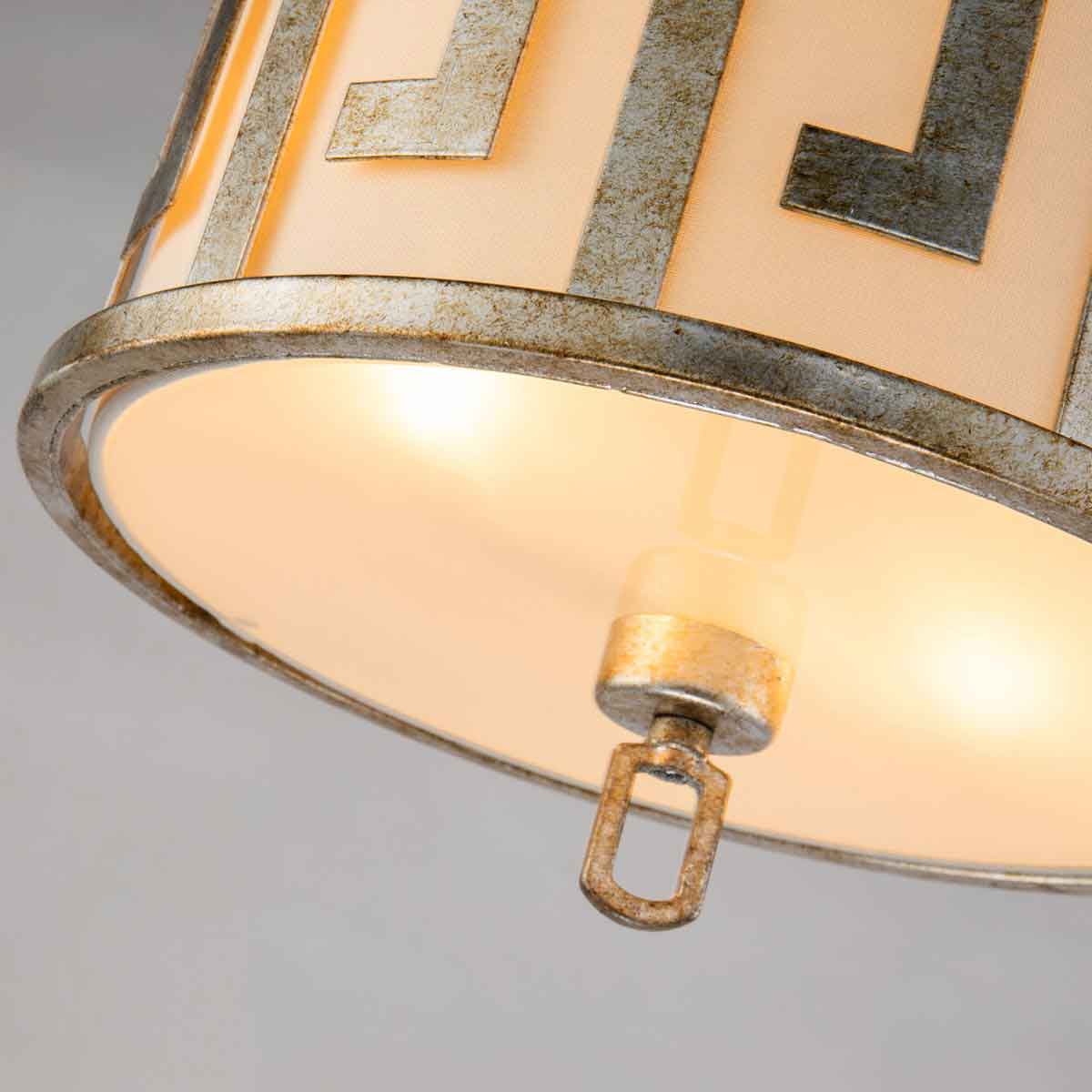 Lemuria 2/3Lt Pendant - Distressed Gold, Ivory Shade E27