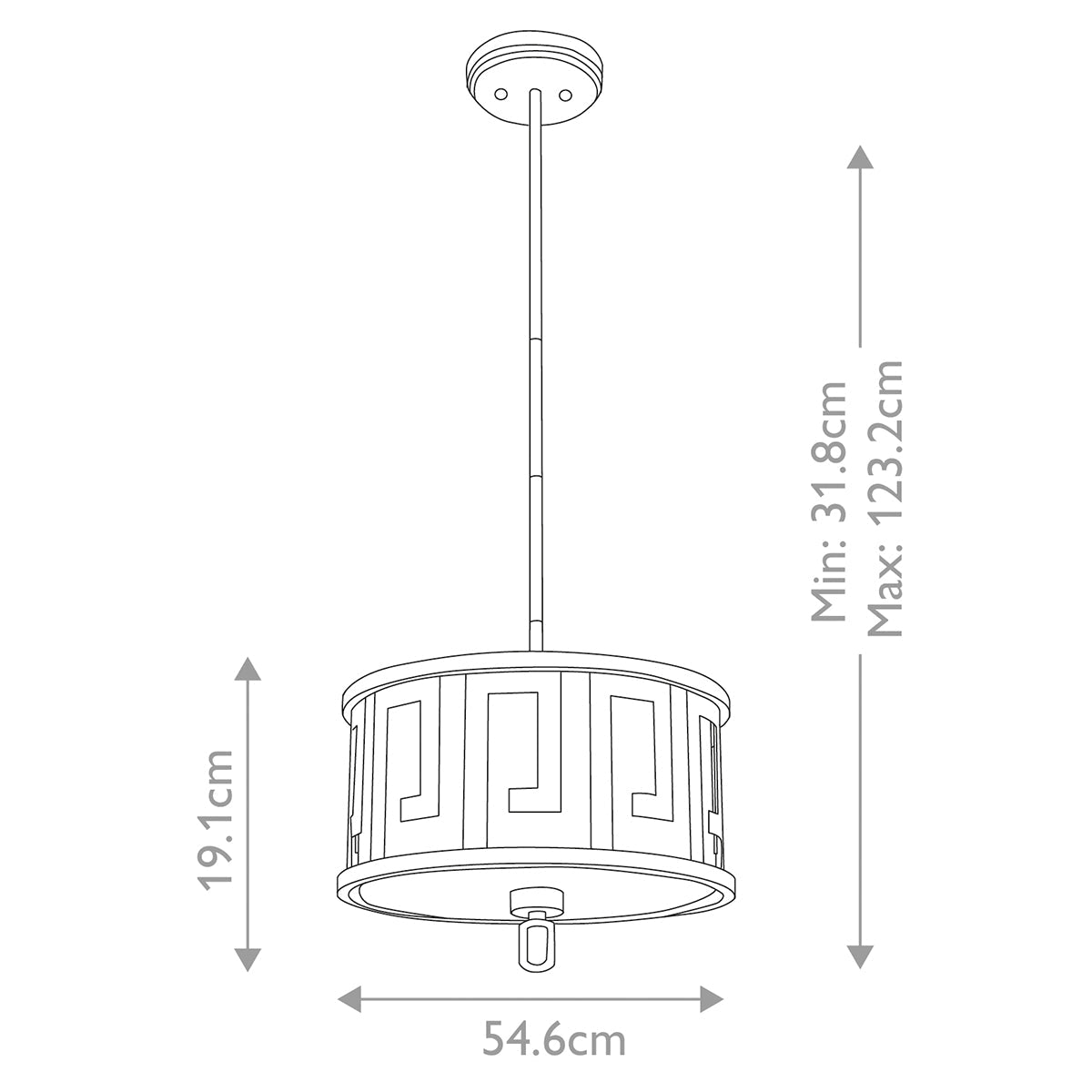 Lemuria 2/3Lt Pendant - Distressed Gold, Ivory Shade E27