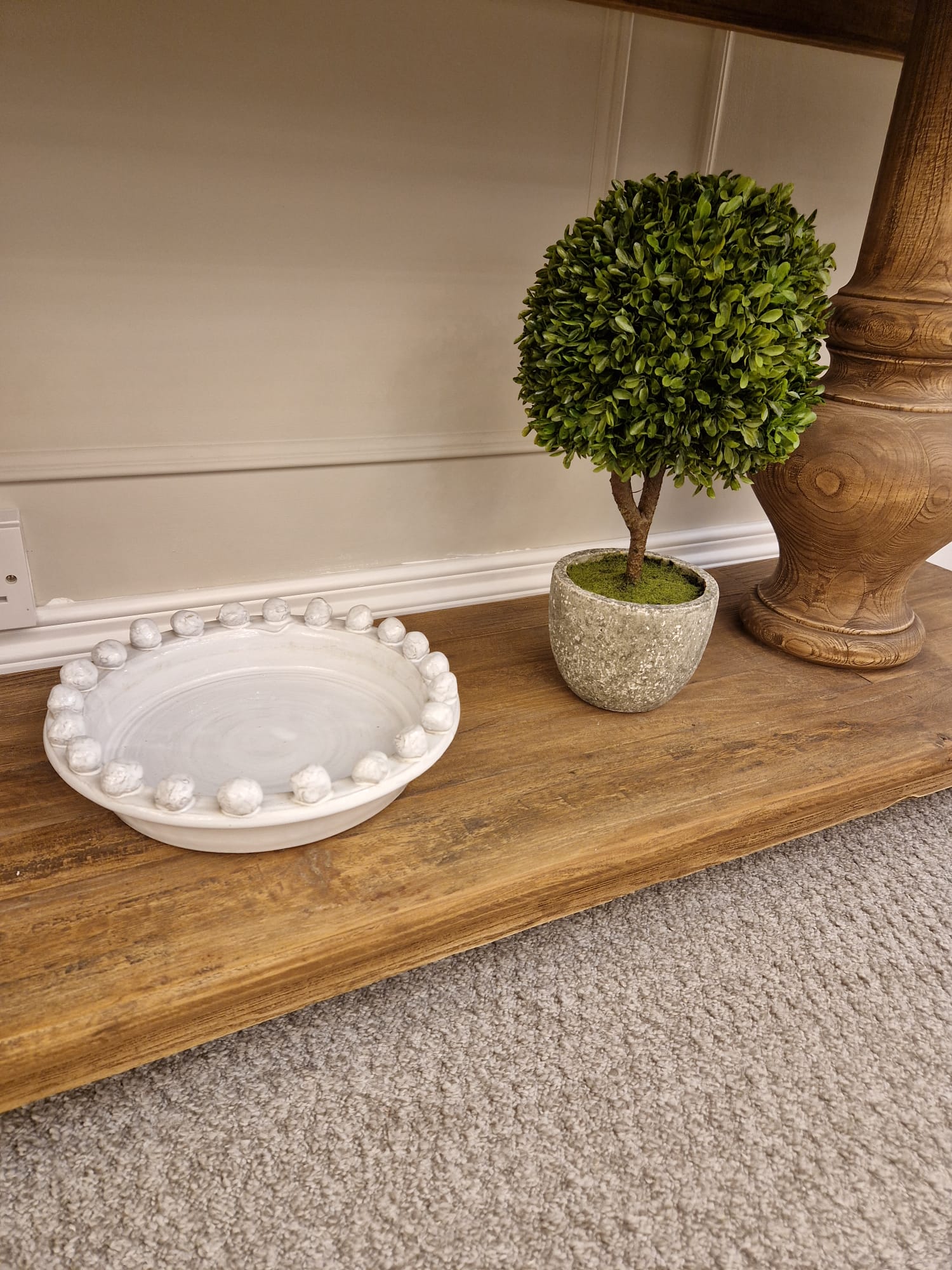 Green Miniature Boxwood Ball Shrub in Stone-look Pot - Cusack Lighting