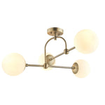 Halbrooke 4Lt Semi Flush - Antique Brass & Opal Finish - Cusack Lighting