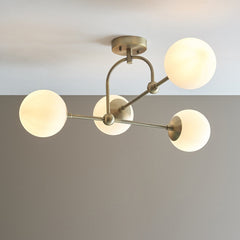 Halbrooke 4Lt Semi Flush - Antique Brass & Opal Finish - Cusack Lighting