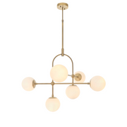 Halbrooke 6Lt Centre Ceiling Light - Antique Brass & Opal Finish - Cusack Lighting