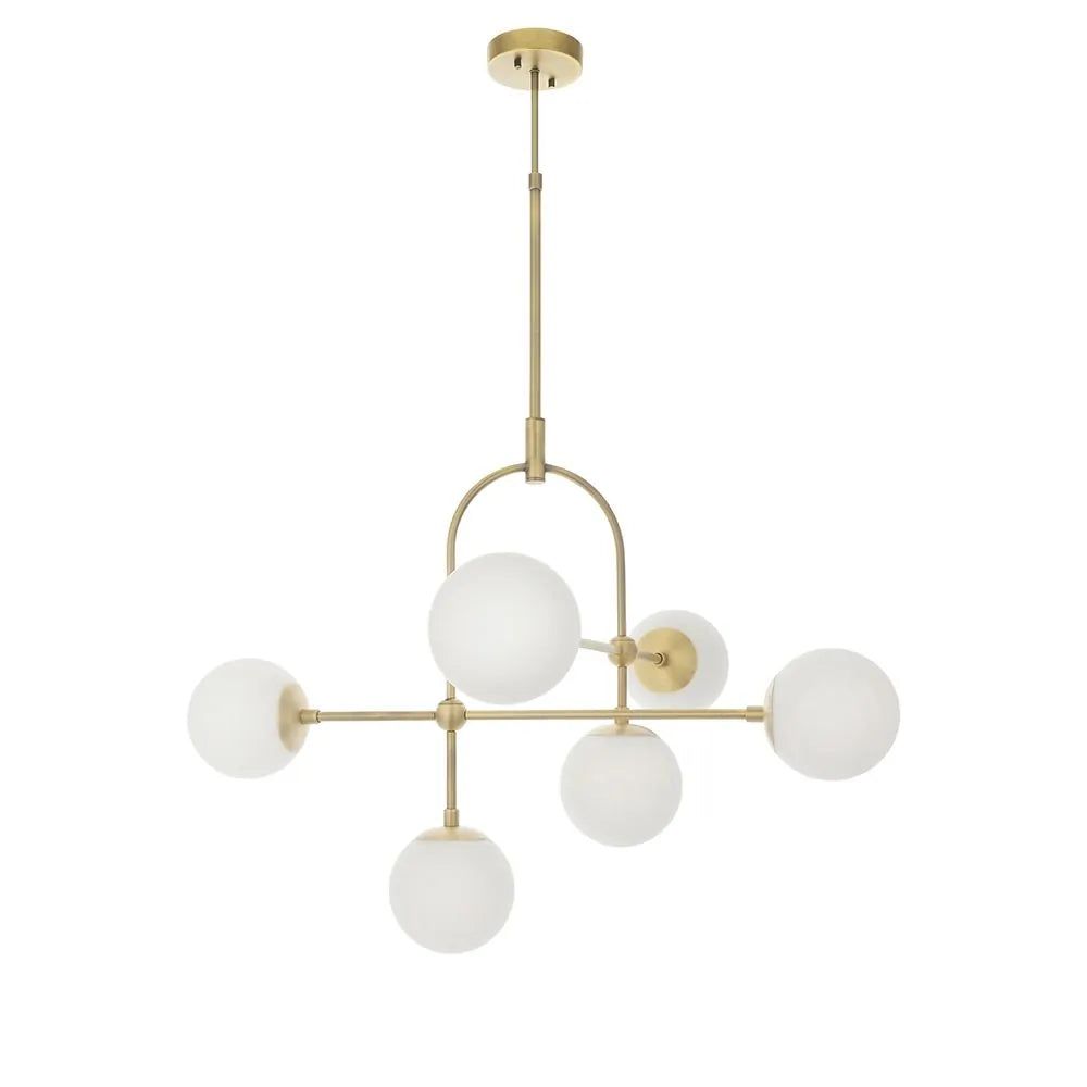 Athena 6L Centre Ceiling Light - Antique Brass & Opal Finish IP20