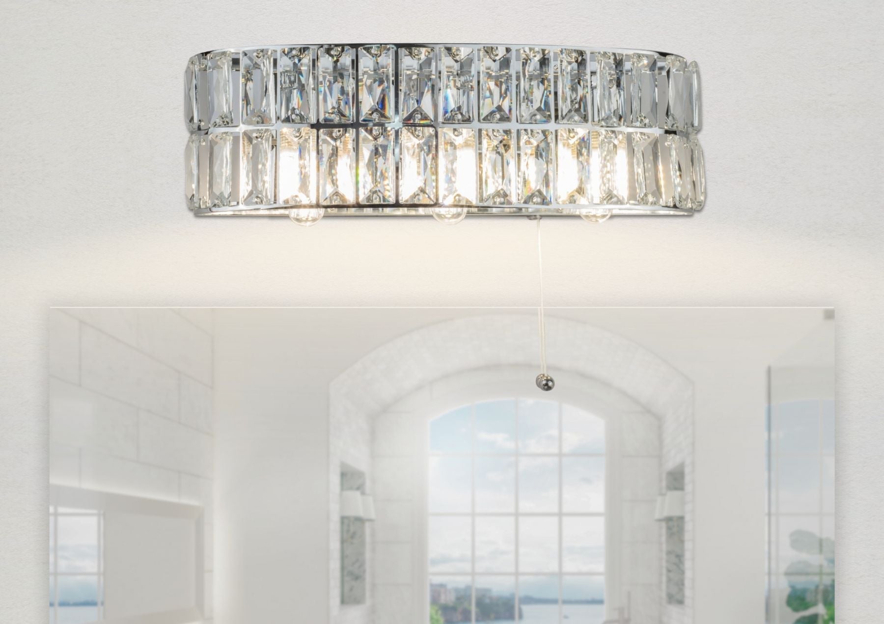 Haley 3 Lt Bathroom Wall Light- Satin Brass/ Polished Chrome