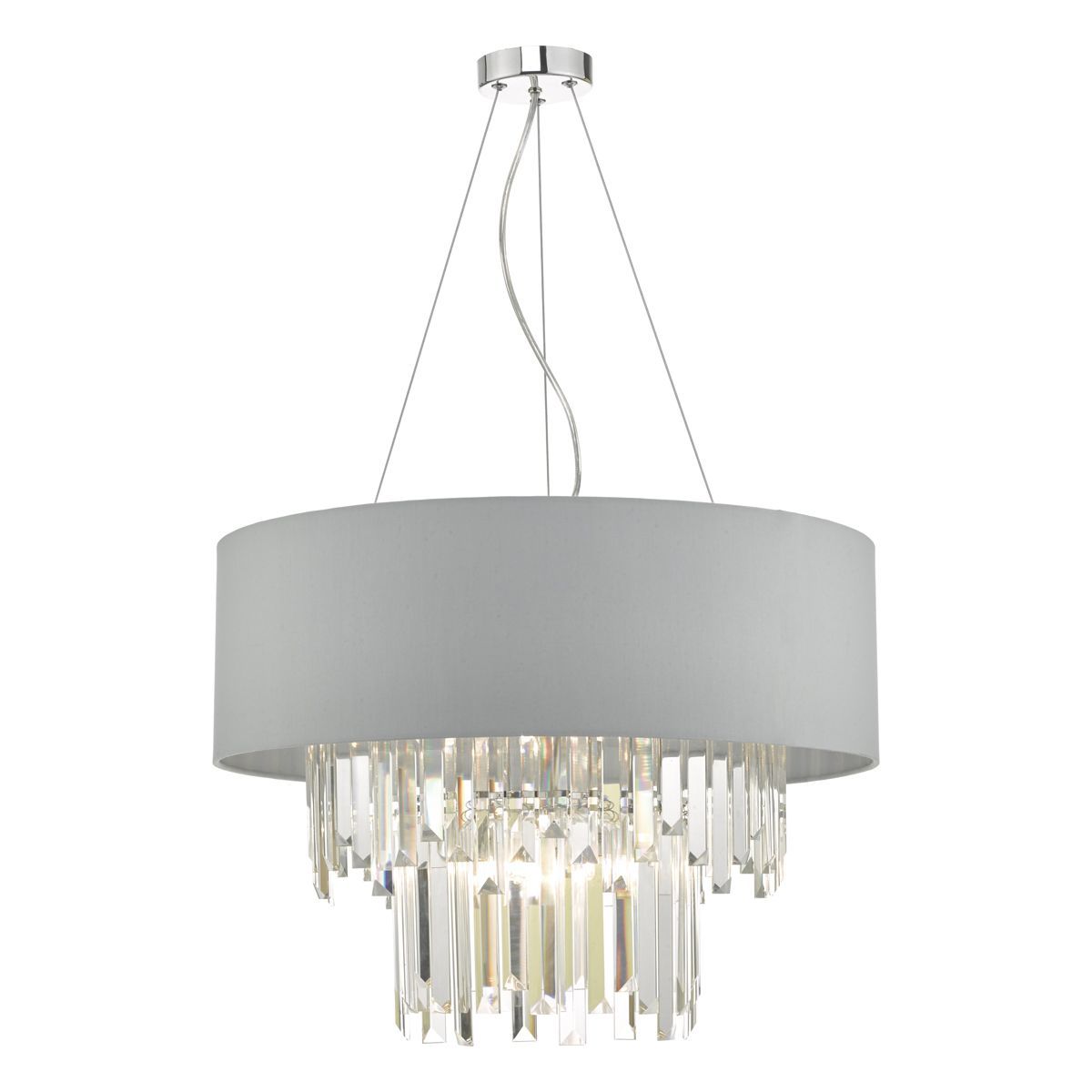Dar Halle 6Lt Crystal Ceiling Light - Grey & Crystal Finish, IP20