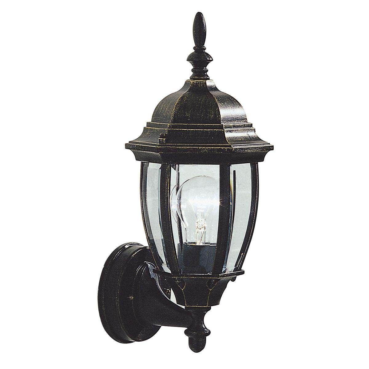 Dar Hambro Uplighter Wall Bracket Black Gold IP43 - Cusack Lighting