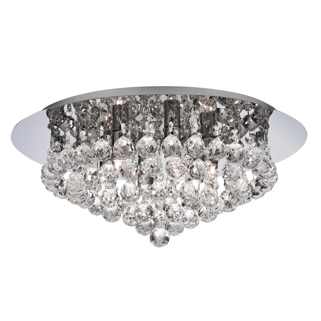Hanna 6Lt Flush Ceiling Light - Chrome & Clear Crystal Finish