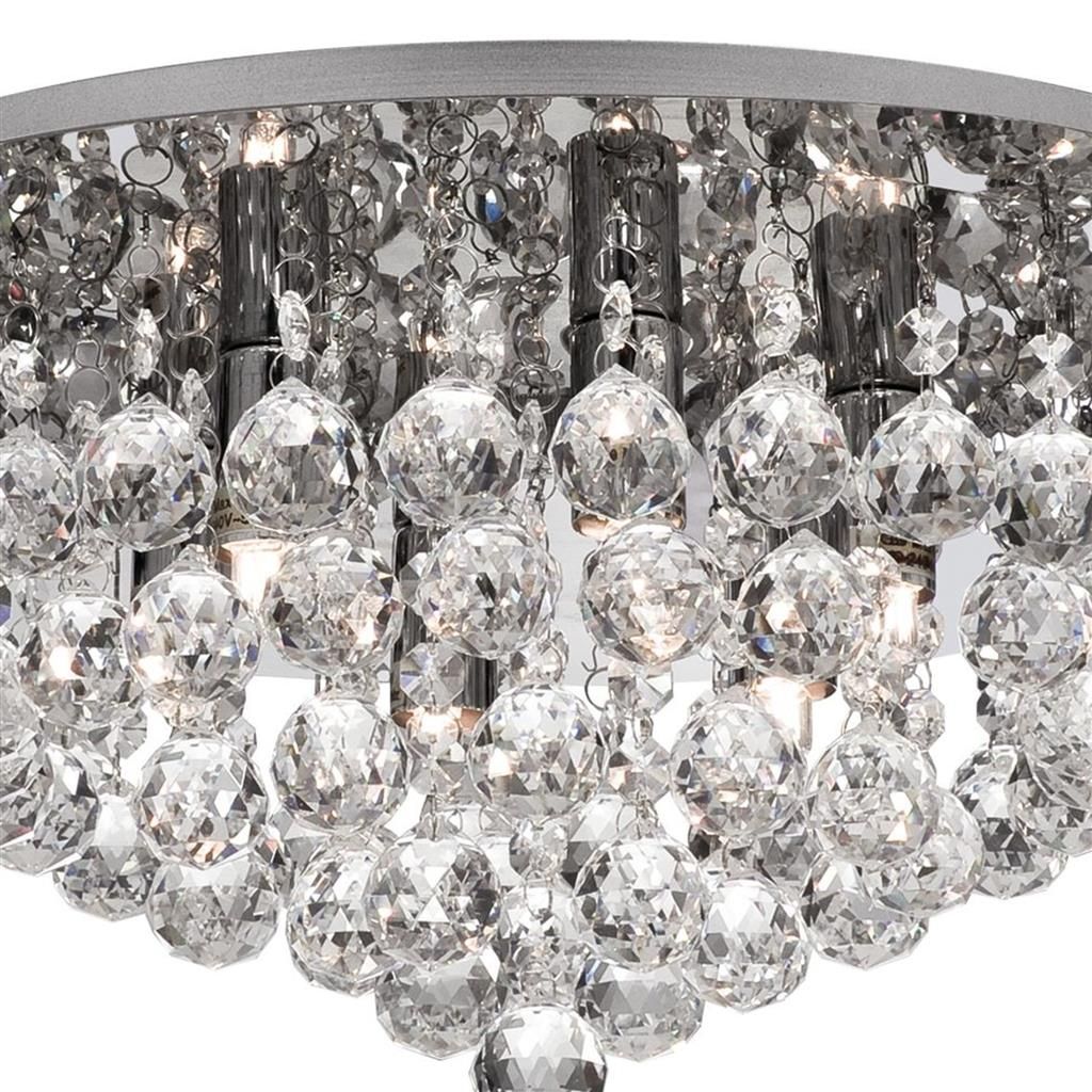 Hanna 6Lt Flush Ceiling Light - Chrome & Clear Crystal Finish