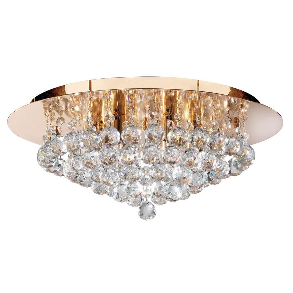 Hanna 6Lt Flush Ceiling Light - Gold & Clear Crystal Finish