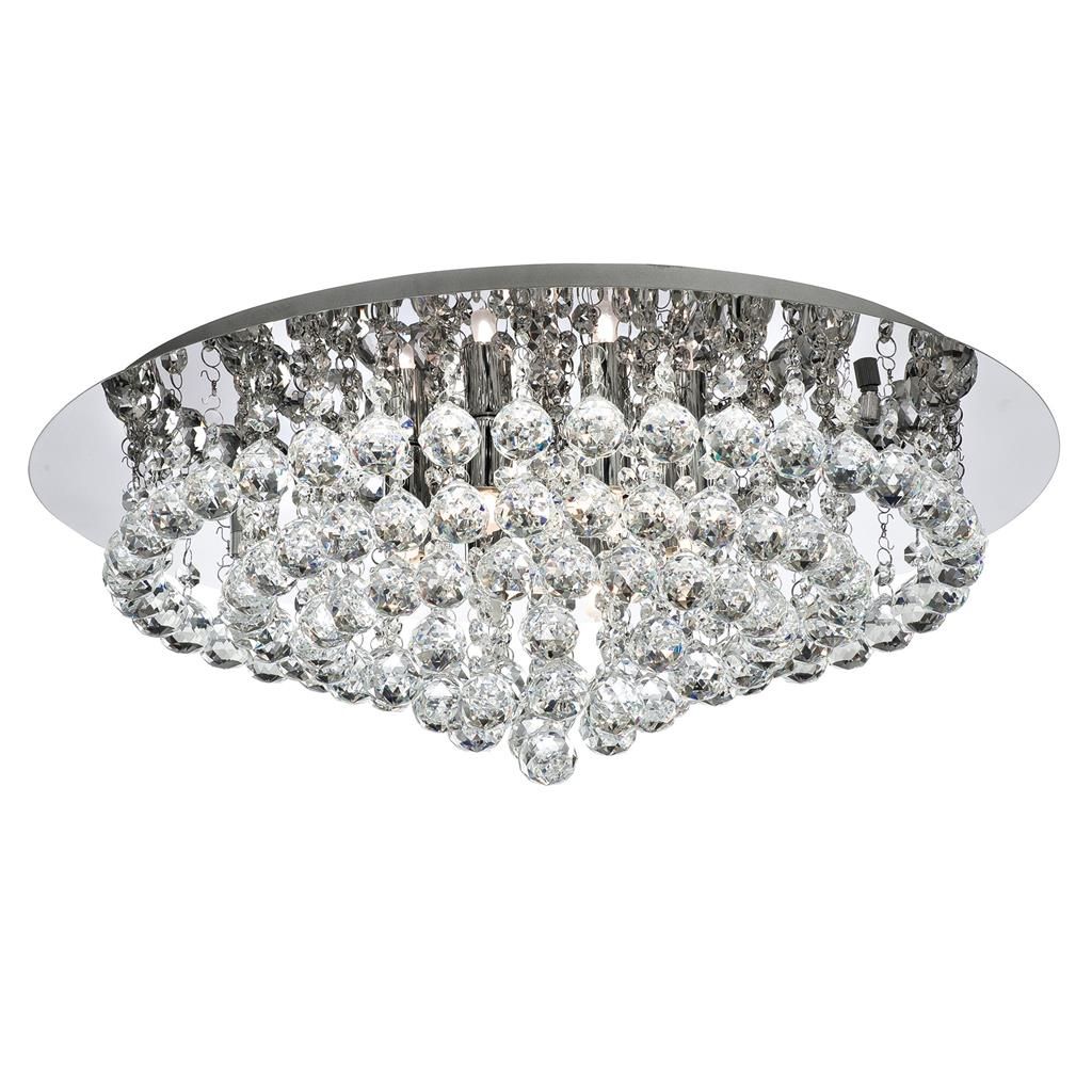 Hanna 8Lt Flush Ceiling Light - Chrome & Clear Crystal Finish