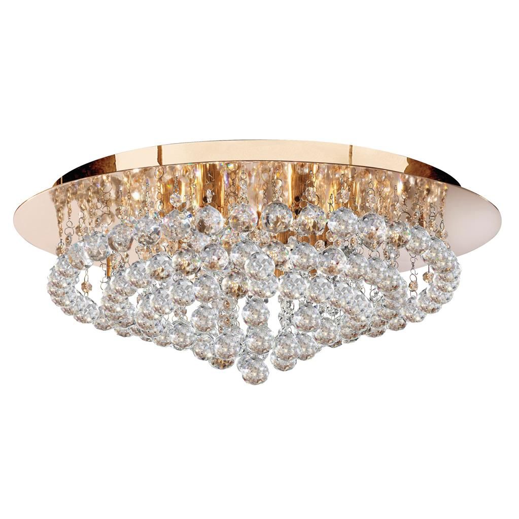 Hanna 8Lt Flush Ceiling Light - Gold & Clear Crystal Finish