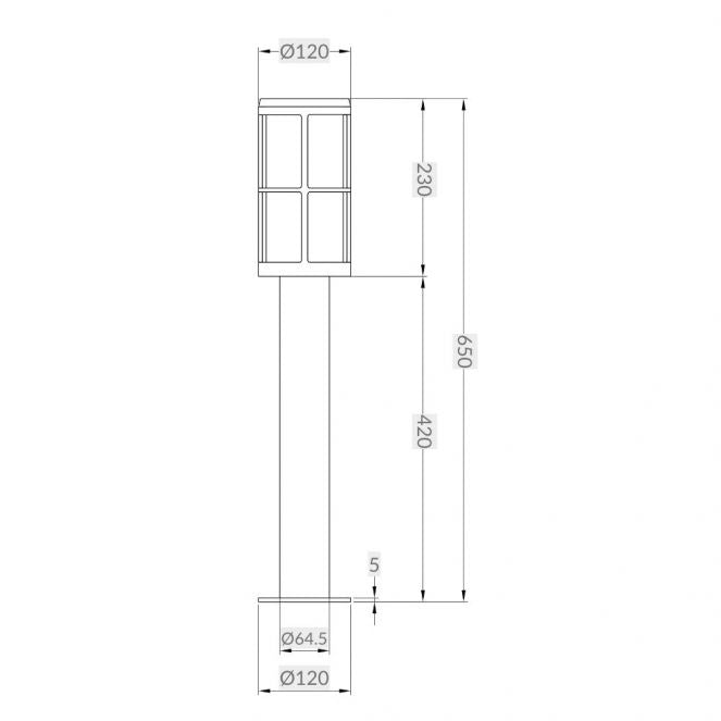 Harrington IP54 Anthracite Post Light Smoked Disffuser - Small and Large
