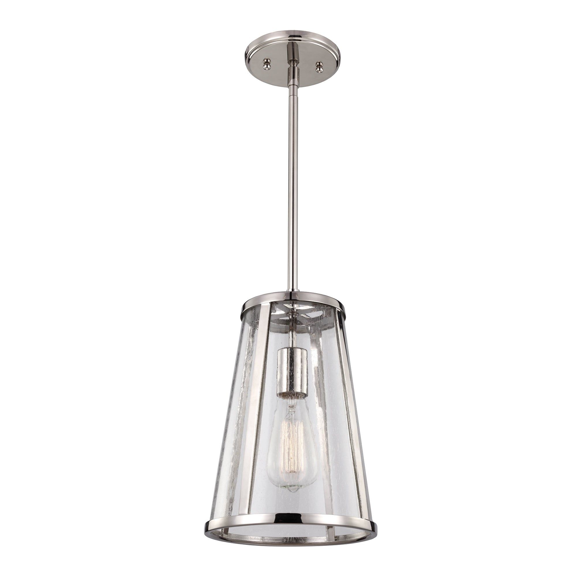 Harrow 1Lt Small Pendant Ceiling Light - Polished Nickel Finish